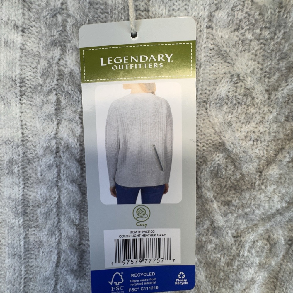 Legendary Outfitters Womens Garnet Heather Gray, Size XL Cozy Cable Knit Sweater - Picture 5 of 9
